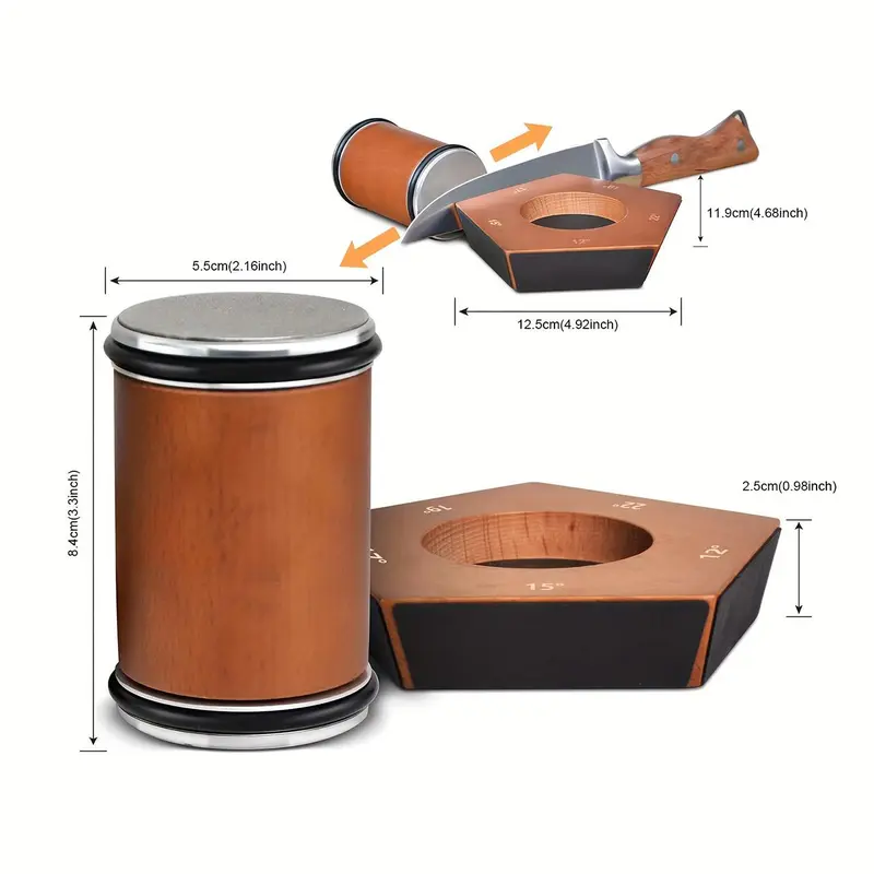 Magnetic Knife Sharpener Set, 1 Set 5 Sides Wooden Handle Knife Sharpener, Manual Knife Sharpening Tool for Kitchen 1