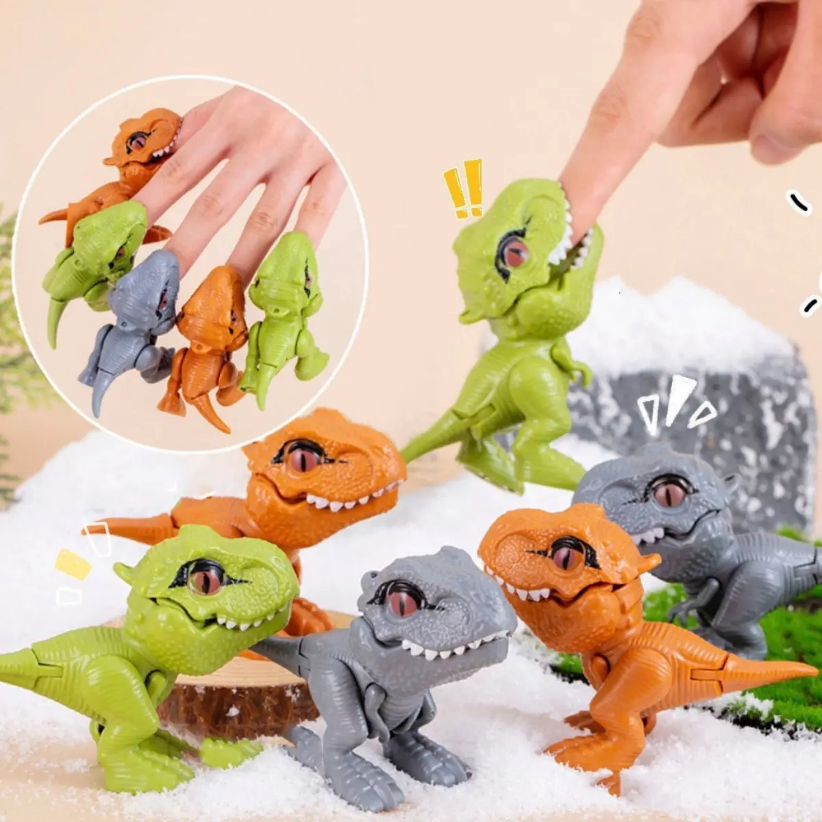 Đồ Chơi Mô Hình Khủng Long Cắn Ngón Tay, Có Khớp Lò Xo