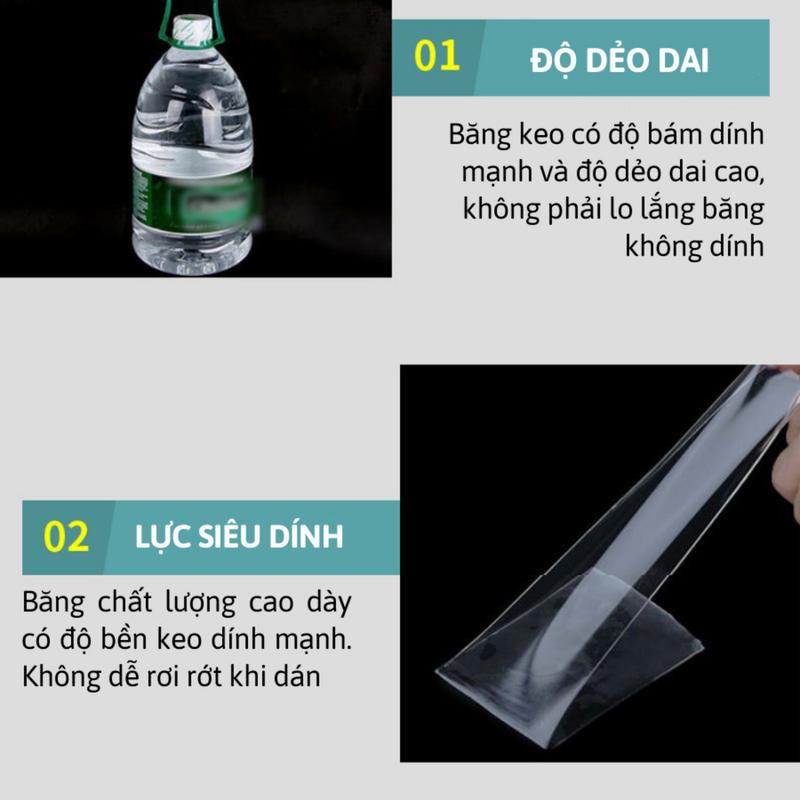 Băng Keo 2 Mặt Trong Suốt Dày 1mm Băng Dính 2 Mặt Siêu Dính Cho Nhiều Vật Dụng Dài 1 2 3 5M RIN 8