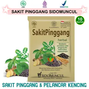 SIDOMUNCUL JAMU SAKIT PINGGANG 10 SACHET, HERBAL SAKIT PINGGANG BELAKANG BAWAH SEBELAH KANAN KIRI & LANCAR KENCING BUANG AIR KECIL SIDO MUNCUL