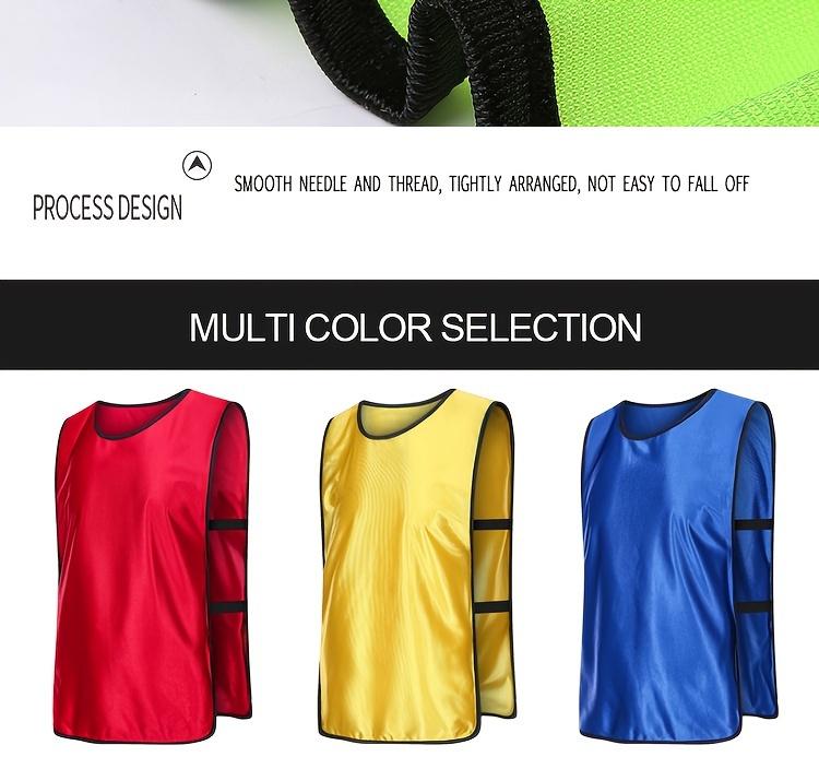 Product Introduction of 12-Pack Adult Sports Training Vests, Crew Neck Polyester Football Team Uniforms, All-Season Knit Fabric Activity Tops with Lace-Up Detail, Regular Fit Solid Color Teamwear 9