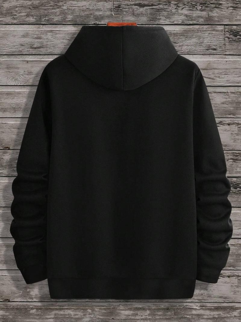 Product Introduction of Unisex Men's Cartoon Graphic Print Drawstring Essentials Hoodie, Regular Fit Casual Long Sleeve Hooded Sweatshirt for Fall & Winter, Men's Clothes, National Day Clothing 7