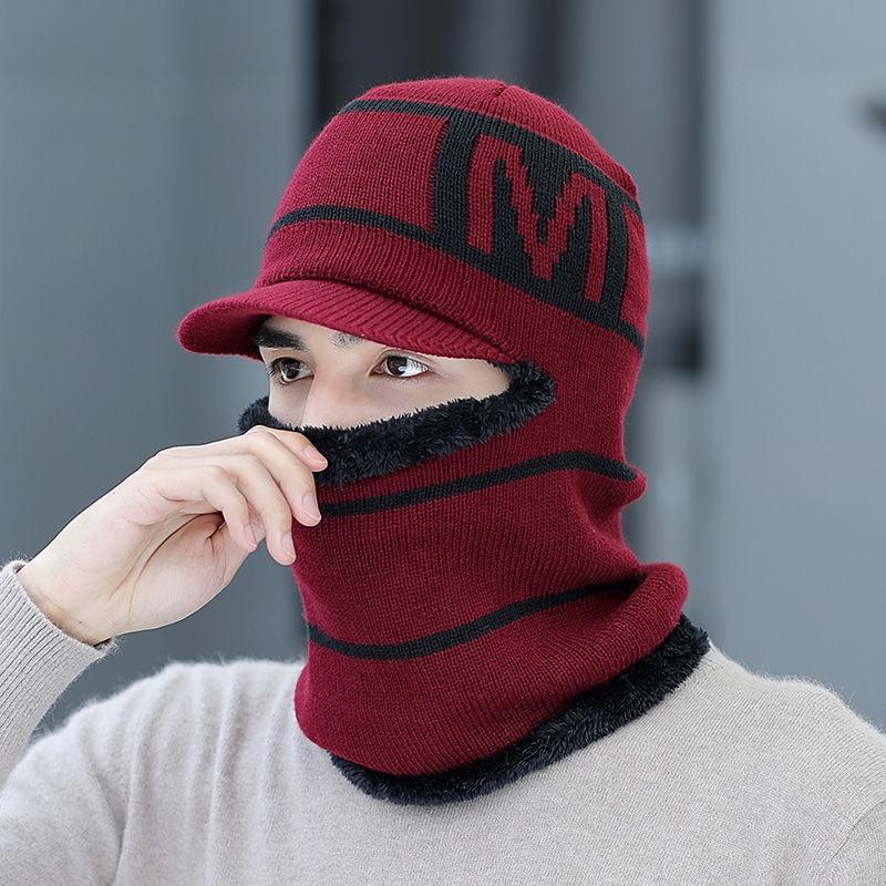 Mũ Len Nam, Dệt Kim Lót Nỉ Trùm Đầu Cổ và Mặt Ấm Áp Thời Trang Mùa Đông Dành Cho Nam (GDQT) Mũ Trung Niên