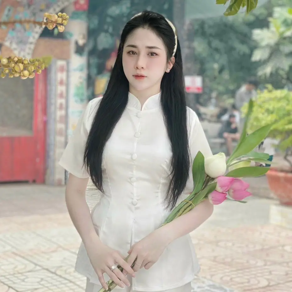 Đồ Lam Đi Chùa - Nguyên set chất lụa trang nhã cúc bọc Nữ Women Áo Top-SÍN STORE-L11