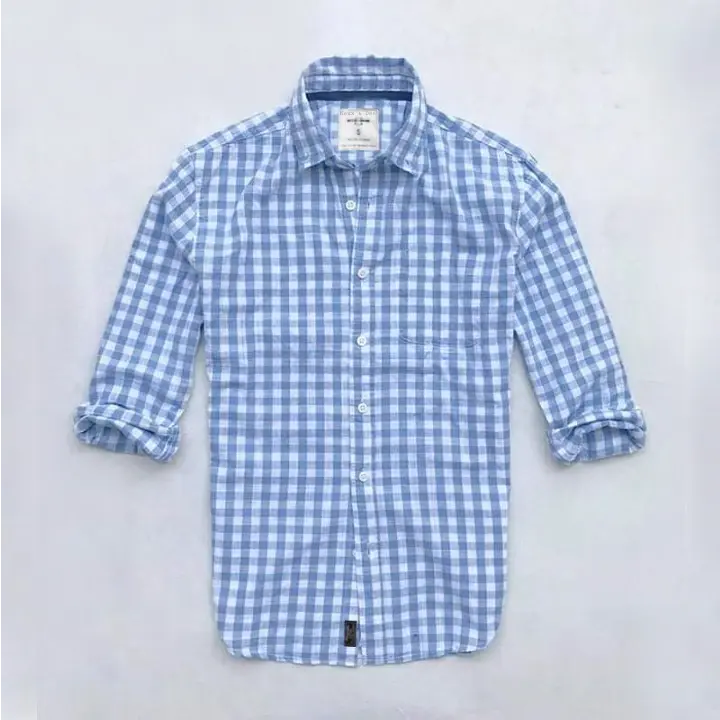 Áo sơ mi caro nam tay dài một túi vải oxford denim cao cấp Nexx&Dee SM01