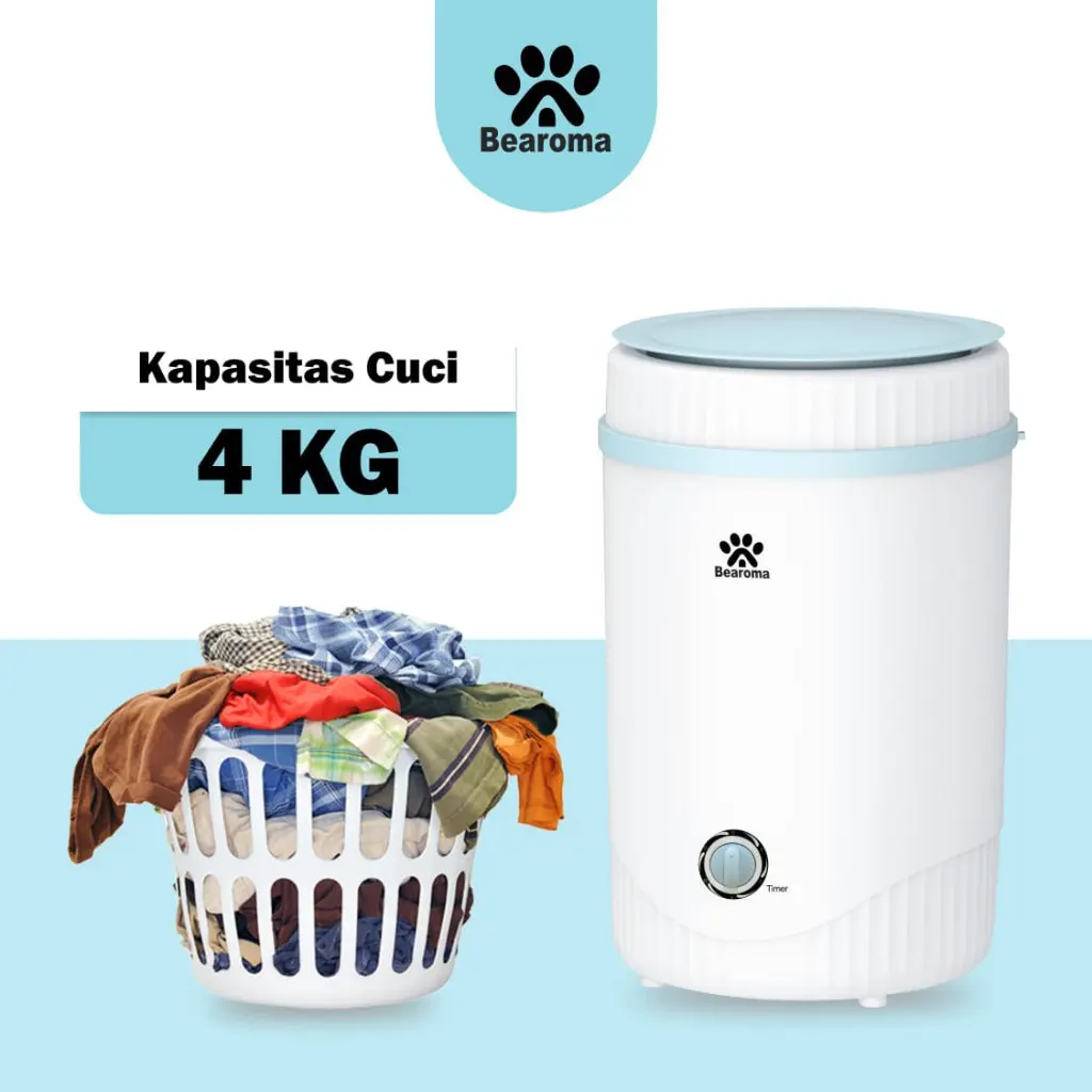 MESIN CUCI MINI PORTABEL BEAROMA BWM 40 A BWM-40A MINI WASHING MECHINE KAPASITAS 4 KG LOW WATT GRANSI RESMI