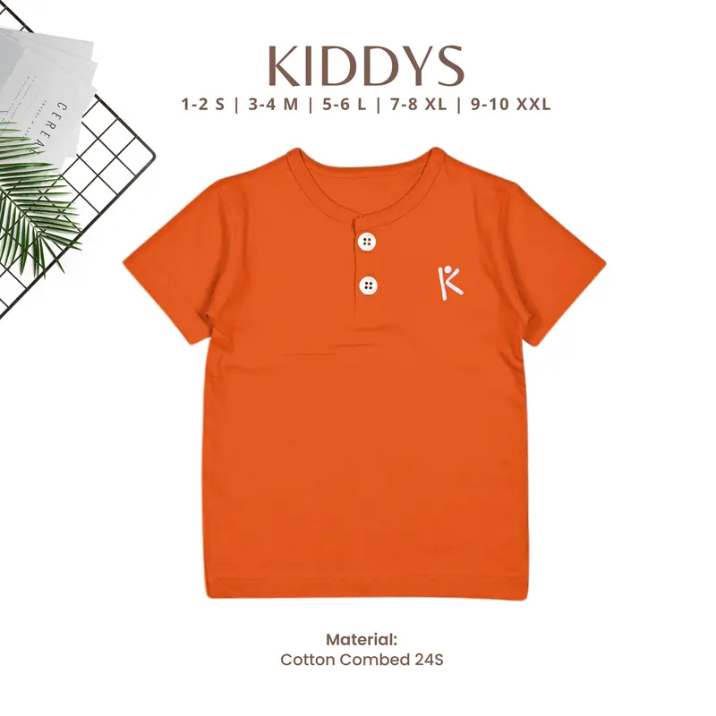 Kiddys Baju Kaos Bordir Pendek Kancing Pakaian Fashion anak Unisex Cotton Combed KA81 5