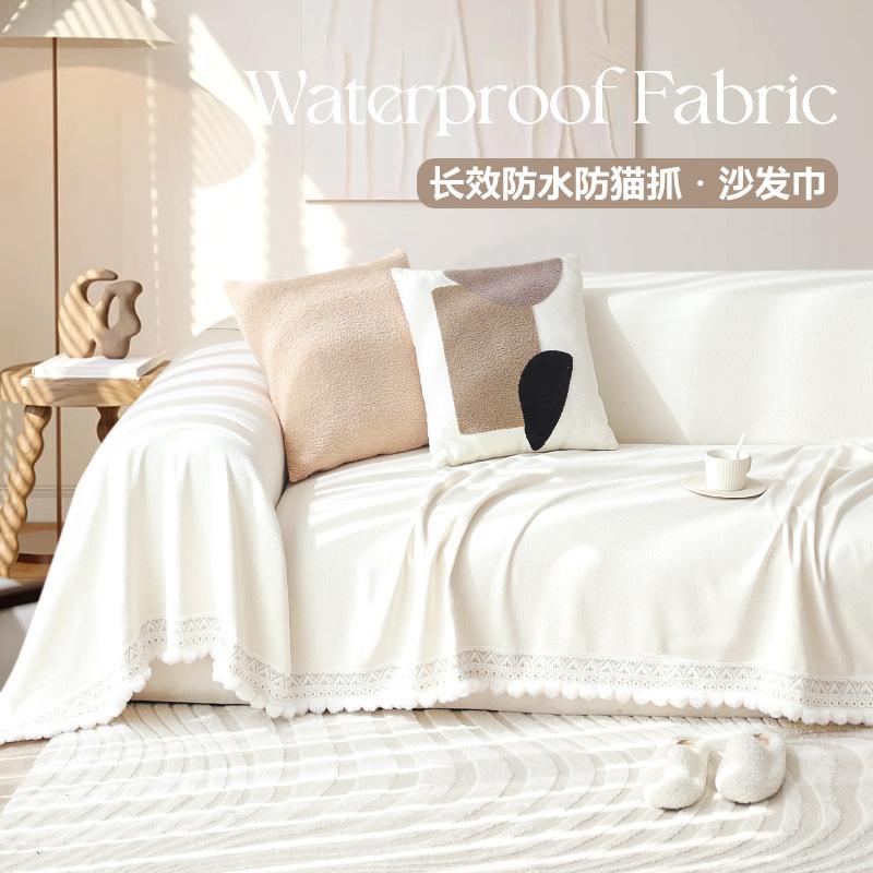 New Cream Style Teddy Velvet Universal Sofa Cover for All Seasons, Full Coverage, Non-Slip Integrated Leather Sofa Cover 1