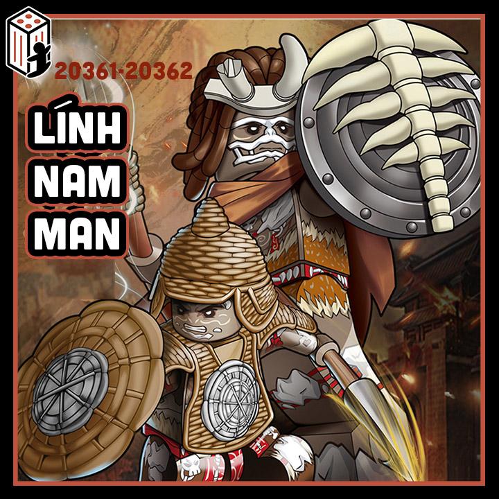  Nanman Soldier Đồ chơi Lắp ráp Nhân vật Lính Nam Man Mô hình Binh Lính Trung Cổ Tam Quốc Diễn Nghĩa 20361-20364 