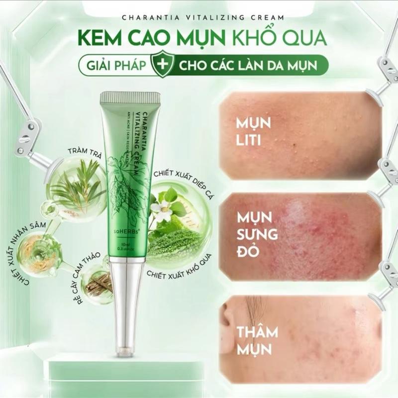 KEM CAO KHỔ QUA soHERBs 10 ml - Hỗ trợ Giảm Mụn Da nhạy cảm Skincare Chăm Sóc Da Nữ chăm sóc da mụn không chứa silicon Women Làm Đẹp Da az clear