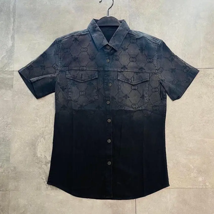 Áo sơ mi nam ngắn tay mẫu mới phối họa tiết đẹp dày dặn đẹp MS G.C TN Menswear Shirt