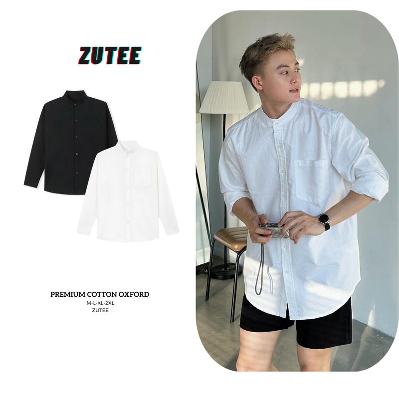 Áo sơ mi đũi 1 túi ZUTEE áo đũi hàn cổ tàu trắng ,đen hàng vải đũi xước cao cấp ôm dáng thời trang trẻ Menswear Nam Có Cổ
