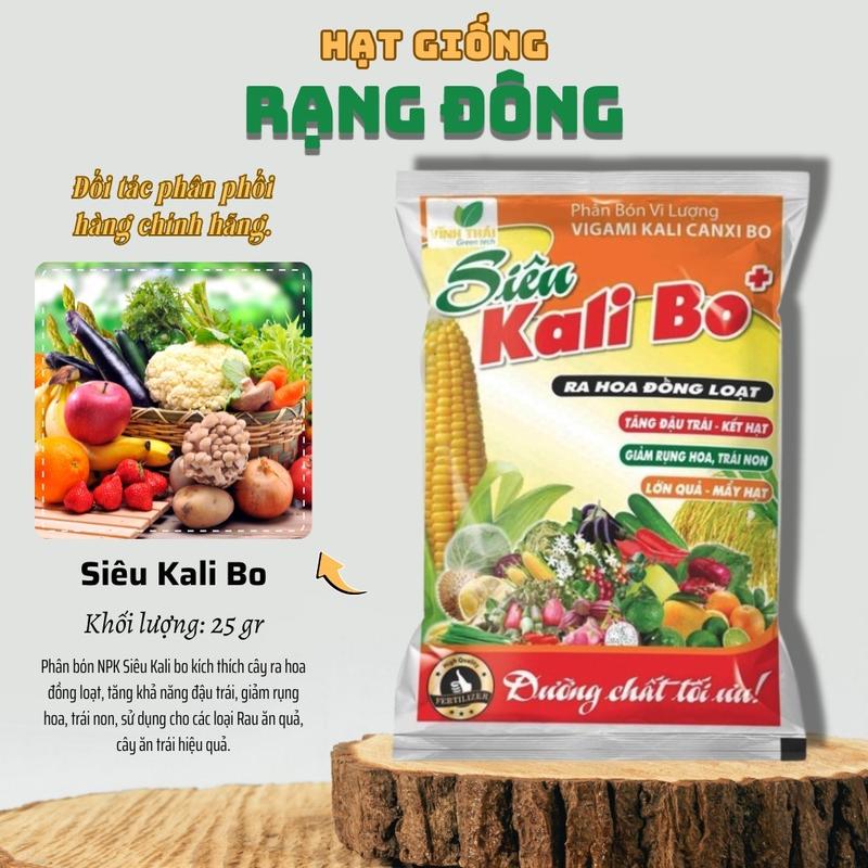  Phân Bón Vi Lượng Siêu Kali Bo  gói 25gr  Tăng đậu trái kết hạt Giảm rụng hoa trái non hiệu quả - Hạt giống Rạng Đông 