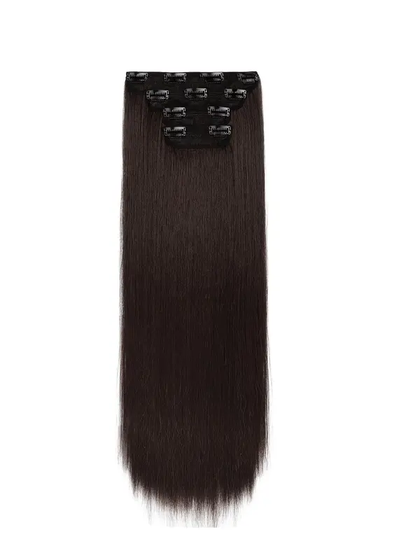 28 Inch Long Clip in Hair Extensions, Natural Straight Hairpieces, Full Head Synthetic Fiber Hair Extensions for Women 2