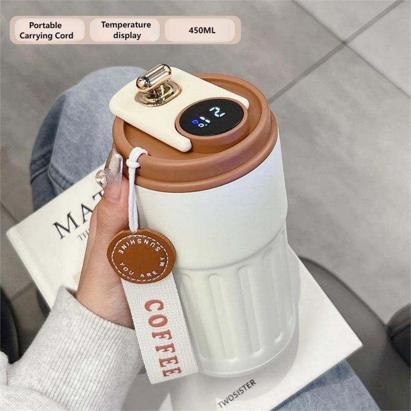 Product Introduction of Portable Temperature Display Insulated Coffee Mug, Vacuum Insulated Bottle with Strap, Tumbler Cups, Sports Water Bottle, Drinkware for Home Office Travel, Christmas Gift 7