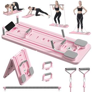 ピラティスボードセット、多機能折りたたみ式ホームピラティススライディングボード、女性用5 in 1コアトレーニングマシン、ABSワークアウトトレーナー