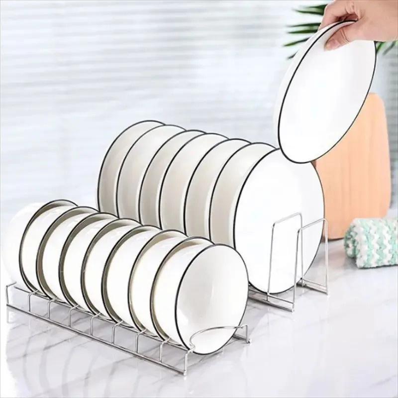 Product Introduction of 1PCS Stainless Steel Dish Rack Kitchen Dish Pan Plate Draining Rack Organiser 2