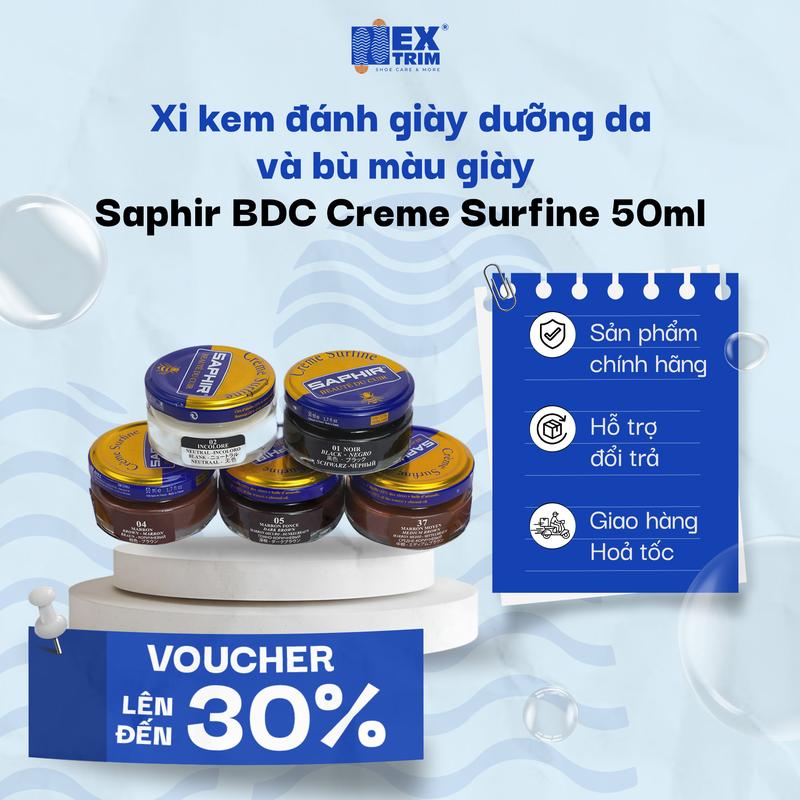 Xi Kem Đánh Giày Da Bù Màu Giày Da Cao Cấp Giúp Dưỡng Da Giày Bền Lâu Saphir BDC Creme Surfine 50ml