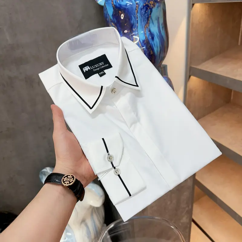 SƠ MI LỤA LUXURY CAO CẤP VIỀN NHỎ ĐEN Menswear 0