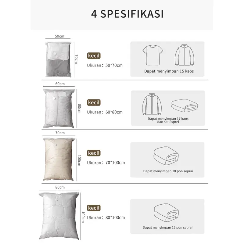 Plastik kompresi vakum/alat vacum baju dan plastik nya/vacuum bag travel/plastik vacum baju/Vakum Baju Pakaian - Qiqi Treasure 2