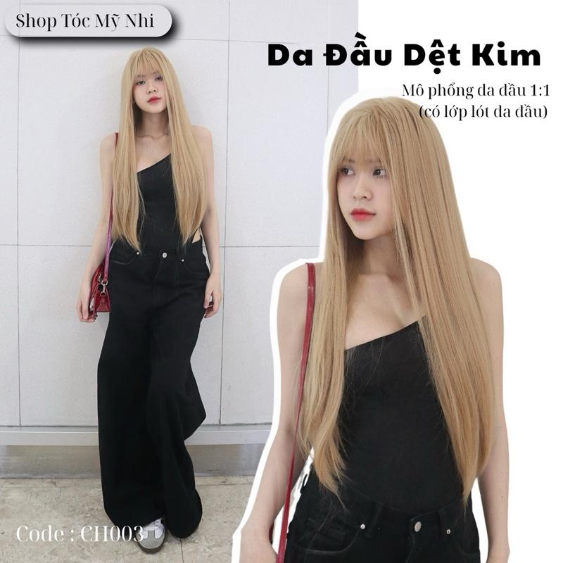 Tóc Giả Mỹ Nhi Nguyên Đầu Dệt Kim CH003 Tóc Thẳng Dài Mái Thưa 60cm Wig
