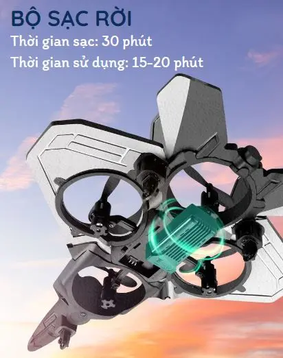 Máy bay điều khiển từ xa 4 động cơ, bay đa chiều, pin sạc & chống va đập 4
