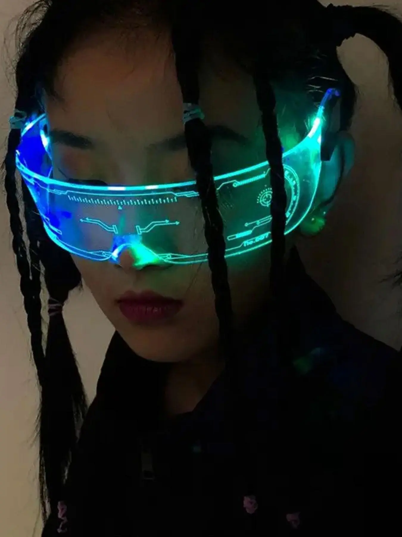 Y2k Glow in The Dark Eyeglasses, Punk Fashion Luminous Eyeglasses for Party, Future Tech Led Party Glasses for Music Festival