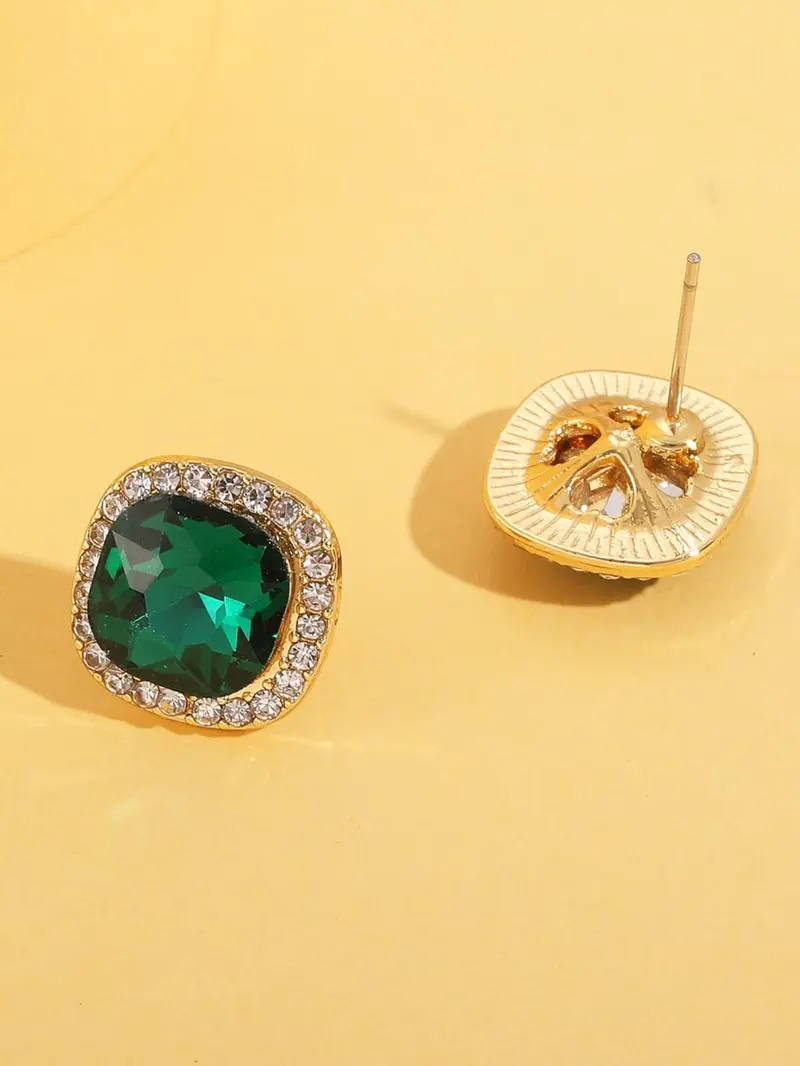 Product Introduction of Square Shaped Decorated Earrings, Fashionable Jewelry for Women, Trendy All-match & Exquisite Jewelry for Birthday Gift 2