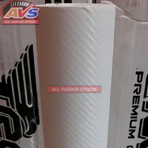 Stiker White Putih 3d Carbon Fiber Vinyl Film Car Sticker Skotlet Karbon Motor