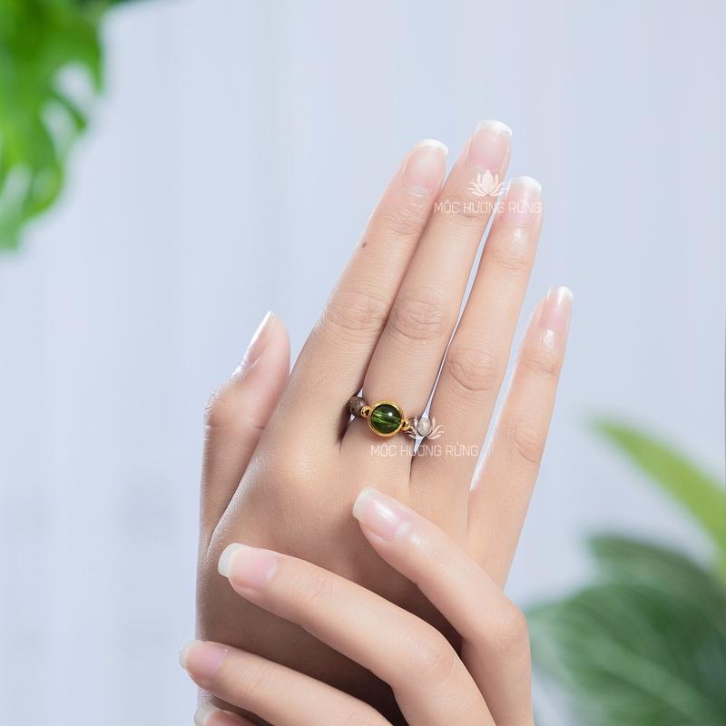 Nhẫn Trầm Hương Mix Đá Đủ Bản Mệnh ( Tặng dây Dự Phòng + Hạt Dự Phòng ) 4