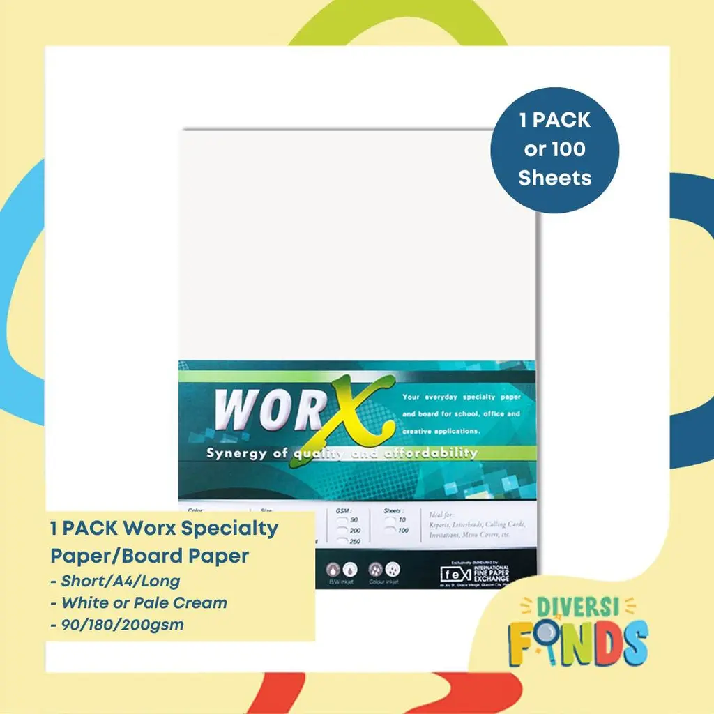 100pcs Worx Specialty/Board Paper 90/180/200gsm White Short/Long/A4 ...