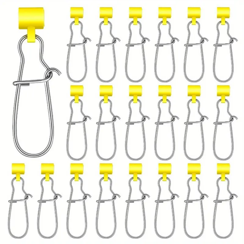 Fishing Sinker Slide with Hooked Snap, 20pcs Stainless Steel Fishing Line Connector, Fishing Gear Set, Outdoor Fishing Accessories 0