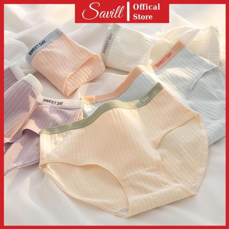 Quần Lót Nữ Co Dãn Thoải Mái, Quần Lót Cotton Cạp Vừa, Đáy May Không Cộm, Kháng Khuẩn Savill L0763 Women Xanh Dương ngắn 1