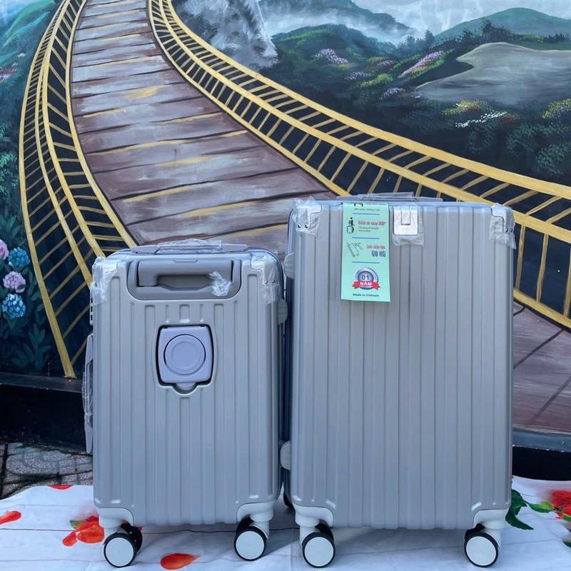 Vali cốc nuớc du lịch(tặng kèm 1 túi đựng giày)nam nữ T03 nhựa abs bo góc kim loại xịn -có cốc đựng nuớc 15 màu 4 bánh xoay 360 hộp đựng mềm khóa trượt đỏ xanh bo tròn hộp đựng cứng đỏ hồng Nhung Kem valik hung nhẹ times travel vali