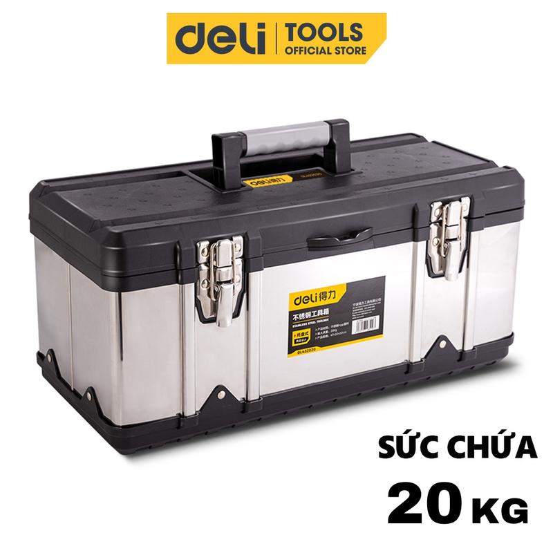 Hộp Đựng Đồ Nghề Kim Loại Deli - Chất Liệu Nhôm Cao Cấp Chống Mòn, Gỉ - Sức Chứa 70kg Chắc Chắn, An Toàn - DL432020
