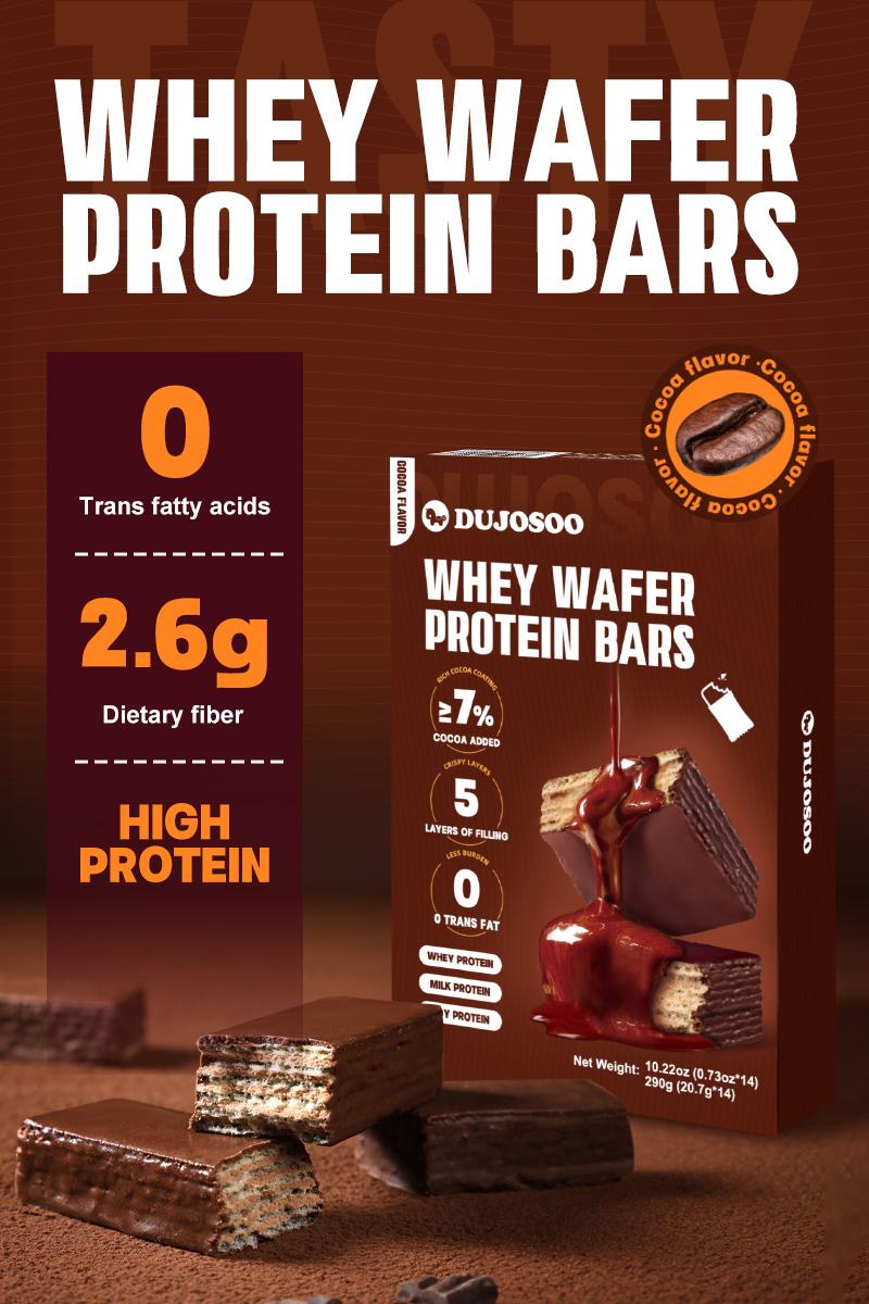 Product Introduction of [Summer Exclusive] DUJOSOO Whey Wafer Protein Bars - Cocoa Flavor, 290g (20.7g*14 Bags) | High Protein, 3 Kinds of Protein Added, FDA Approved, Sports Meal Replacement & Office Snack 9