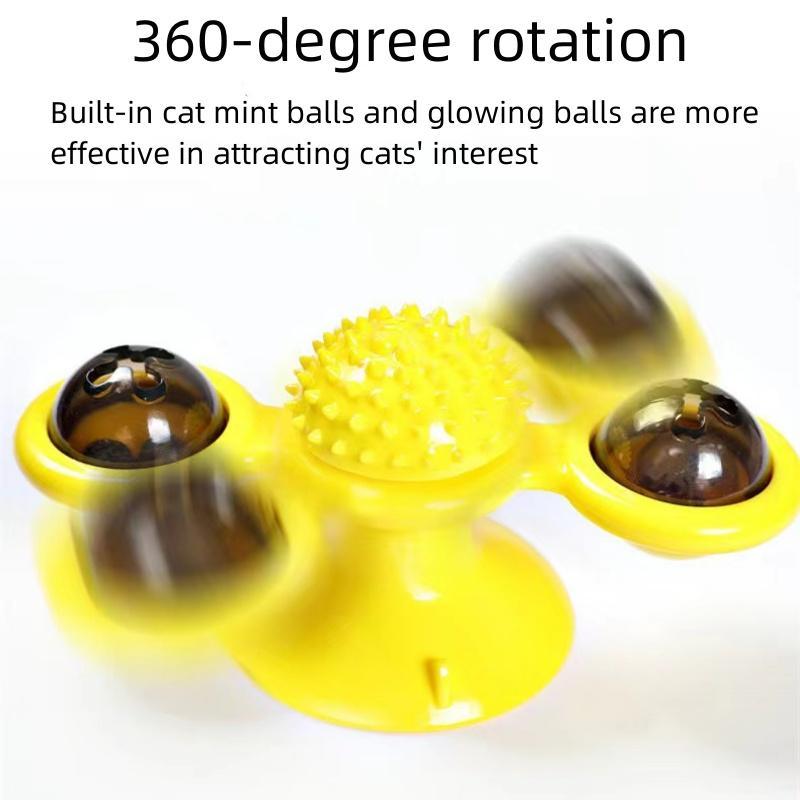 Cat Spinning Top Toy, 360 Degree Rotatable Interactive Cat Toy, Luminous Cat Teaser Toy, Peppermint Sucker Interactive Toy, Fun Indoor Cat Toy, Cats Catching Toy, Pets Chasing Toy, Dog & Cat Accessories 3