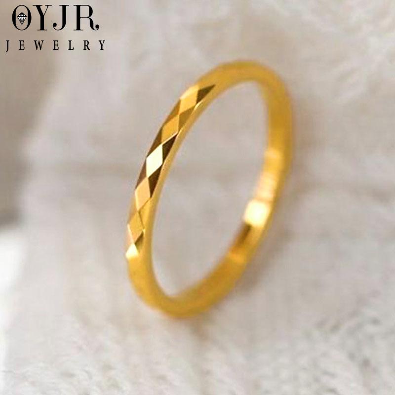 OYJR Nhẫn Thép Titan Hoa Thời Trang Đính Hôn Women Nữ Nhẫn Không Gỉ Đôi Với Người Yêu