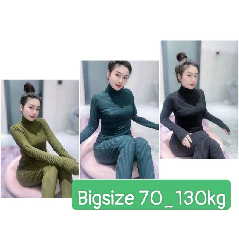 (75_130Kg) BIGSIZE BỘ Ủ KEM Cổ Lọ MẶC NHÀ RA Đường CHẤT TAM ĐŨA TAy DÀI QUẦN DÀi BIGSIZE MỀM MỊN MÁT CO GIÃN NHẸ