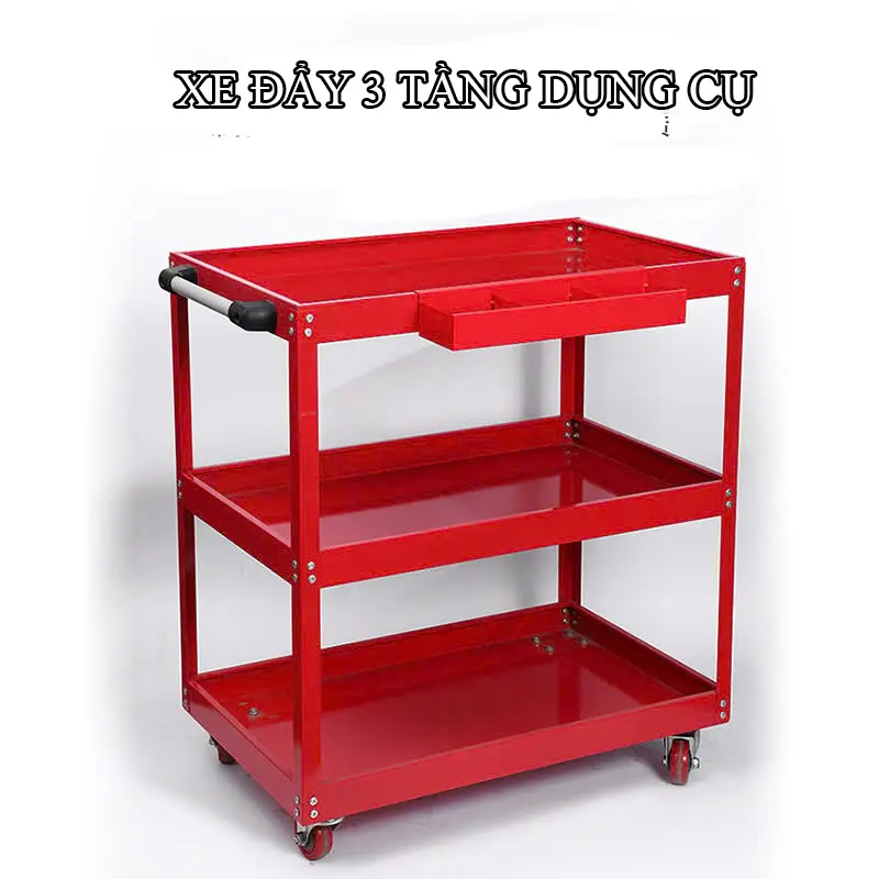 Xe đẩy đồ nghề đa năng 3 tầng trọng tải 150KG, Xe đẩy dụng cụ sữa chữa, cơ khí nhập khẩu