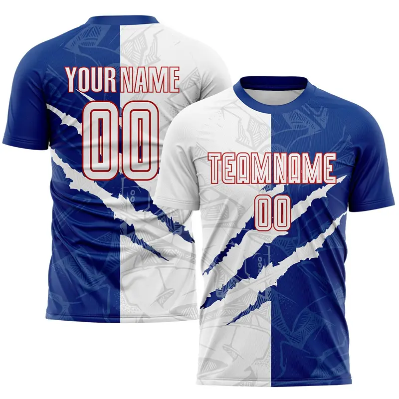 【Free Custom Name And Number】CUSTOM GRAFFITI PATTERN ROYAL-LIGHT BLUE SCRATCH SUBLIMATION SOCCER UNIFORM JERSEYCustomizable Volleyball, Badminton, And Baseball Team Uniform 2024 01