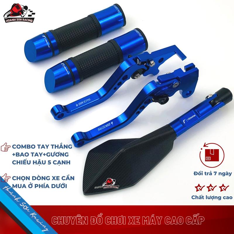 Full combo 5 món đồ chơi xe máy nhập khẩu giá rẻ gắn các dòng xe EXCITER/ WINNER/ SONIC/ MSX/ AB/ VARIO/ VISION/ NOUVO/ NVX/ WAVE/ SIRIUS/ MIO/ LUVIAS/ AIRBLADE/AXELO/DYLAN/ FULED gồm cặp tay thắng- cặp bao tay-gương 5 cạnh trái- Phụ Tùng Phụ Kiện 4