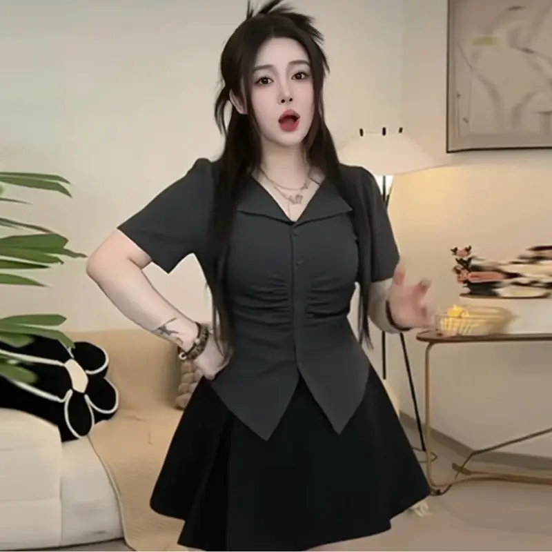 [Lazy có bigsize] Áo Thun Kiểu Cổ V Tay Ngắn Thiết Kế Che Khuyết Điểm Cho Nàng Chubby-Nữ Top Women Shirt Sơ Mi Voan Voi 2