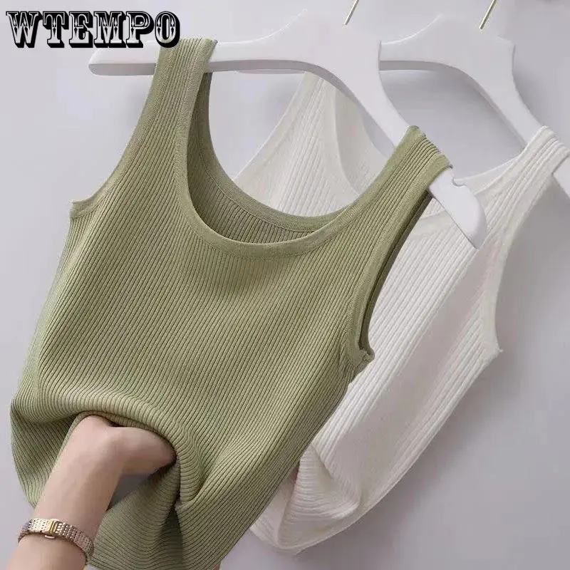 Summer Camisole Women's Plus Size Slim Fit Outer Wear with Round Neck Solid Soft Comfortable Bottoming Shirt Sleeveless Thin Tops Tube Lingerie Lady Basic Casual Minimalist Womenswear