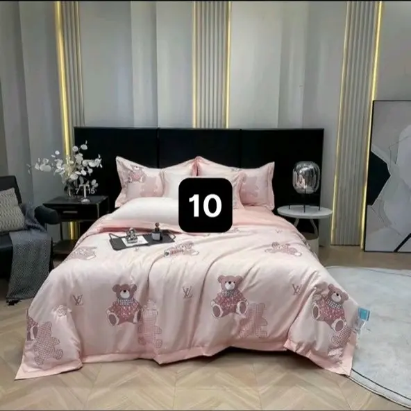 bộ 5 món ga gối lụa thái cao cấp mềm mại thoáng mát. gồm 1 ga, 2 vỏ gối ,1 vỏ ôm,1 chăn( ga đã đc bo chun) bộ  chăn 7