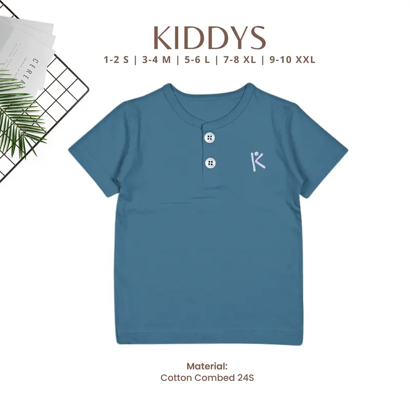 Kiddys Baju Kaos Bordir Pendek Kancing Pakaian Fashion anak Unisex Cotton Combed KA81 3