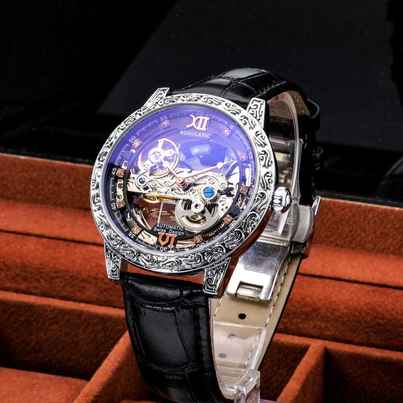 Đồng Hồ Cơ Nam AOKULASIC Watch Tàu Hải Tặc Thần Biển 25 Chân Kính Tích Cót 80h Đeo Tay Size 43mm