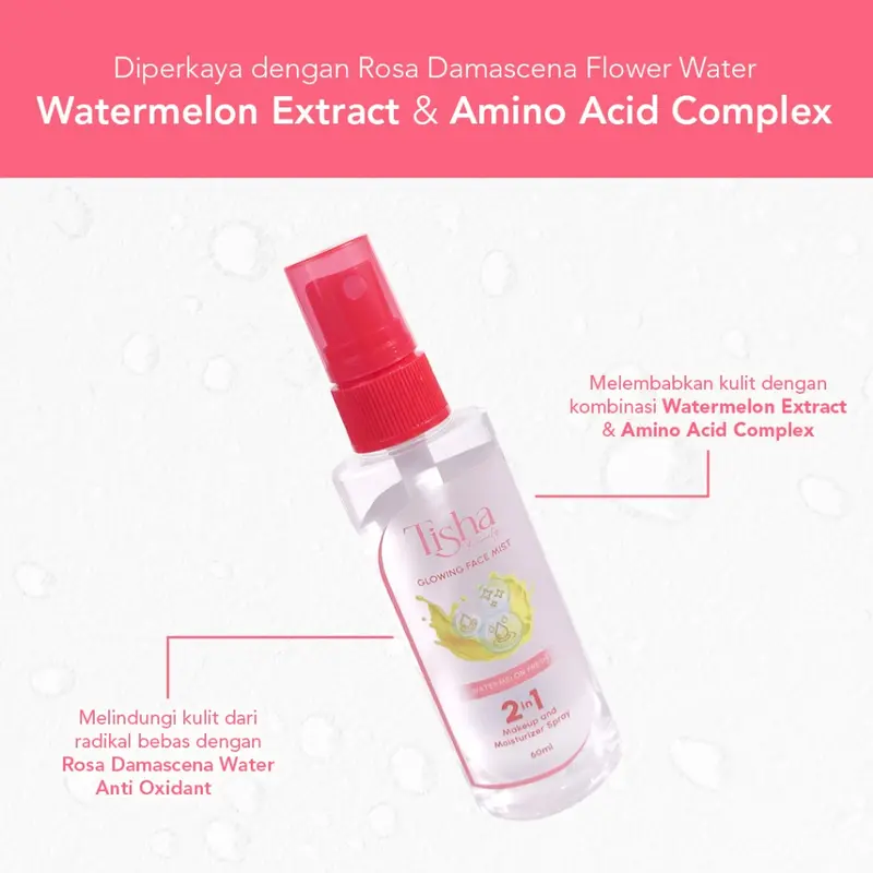 TISHA Glowing Face Mist (FIN'S) Moisturizer Hyaluronic Lactic Watermelon Extract Wajah 1