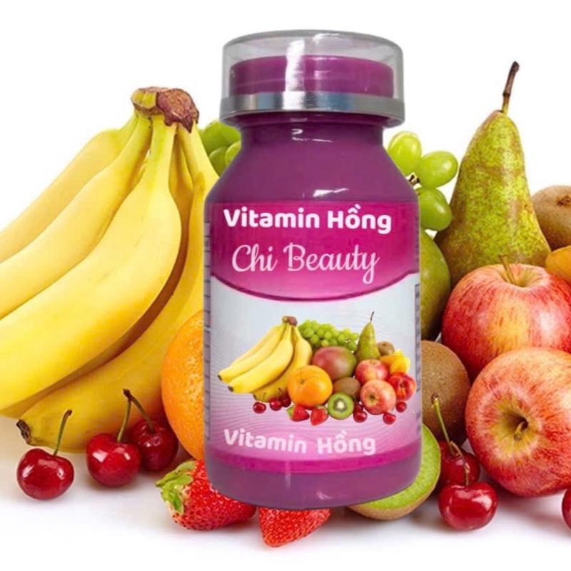 Viên Uống Vitamin Hồng Thái Lan - Hỗ Trợ Vitamin Trái Cây Chất Xơ Dưỡng Da Thanh Nhiệt - Hộp 40 Viên Chuẩn Chi Beauty