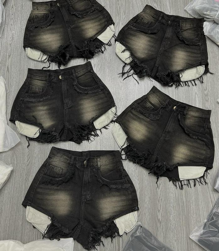 Quần đùi jean XÁM KHÓI túi lộ _Q 90_chân ngắn BTQ2